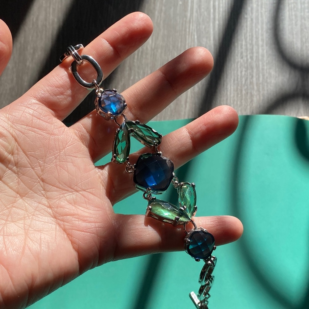 Anne Klein Elegant Faux Blue and Green Gemstone Bracelet